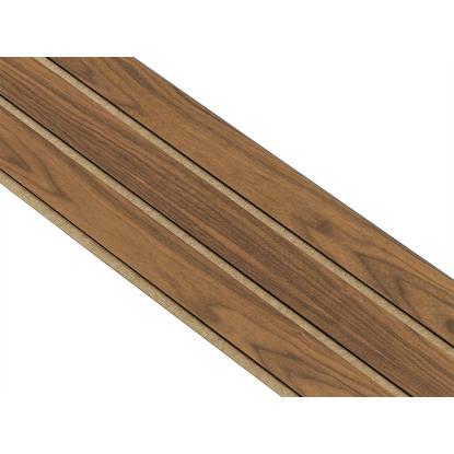 I-Wood Basic 3-lamel akustikpanel, klar olieret, brun filt og sort kerne, valnøddefiner, 17 x 300 mm 