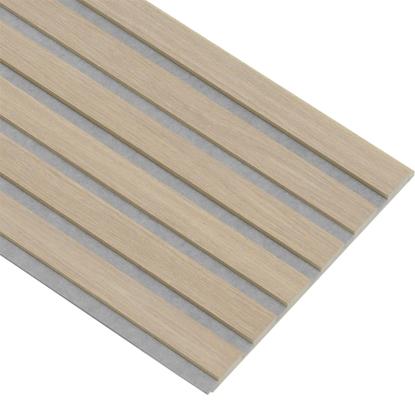 I-Wood Medio+ Original akustikpanel, hvid olieret, grå filt og lys kerne, egefiner, 16 x 300 mm