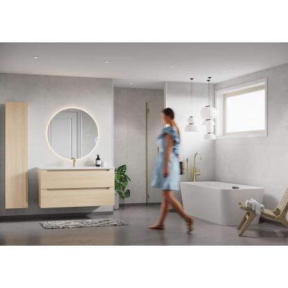 Fibo Stone vådrumspanel med 60 x 60 cm fliselook, 10 x 600 x 2400 mm, white marble silk