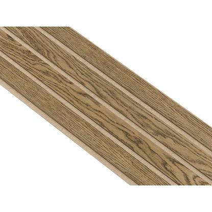 I-Wood Basic 4-lamel akustikpanel, mørkebrun olieret, beige filt og lys kerne, egefiner, 16 x 300 mm 