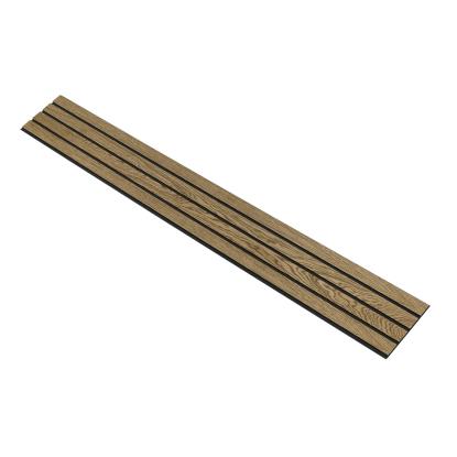 I-Wood Basic 4-lamel akustikpanel, mørkebrun olieret, sort filt og sort kerne, egefiner, 17 x 300 mm 