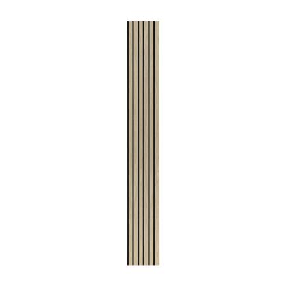 I-Wood Basic Original akustikpanel, ubehandlet natur, sort filt og lys kerne, egefiner, 16 x 300 mm 
