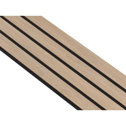 I-Wood Medio+ 4-lamel akustikpanel, ubehandlet natur, sort filt og lys kerne, egefiner, 16 x 300 mm
