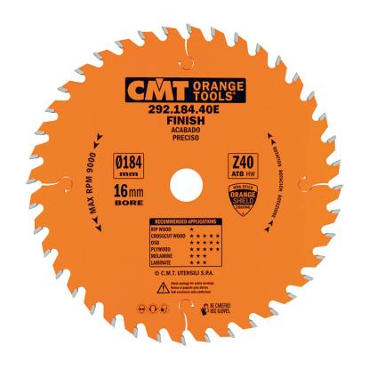 CMT rundsavsklinge til træ, Z40 W, Ø184 x 2,6 x 16 mm