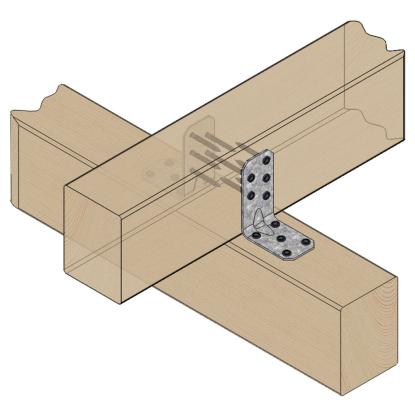 SIMA vinkelbeslag LV1 med rib, pregalvaniseret, 82 x 62 x 2,0 x 40 mm