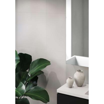 Fibo Cement vådrumspanel med 60 x 60 cm fliselook, 10 x 600 x 2400 mm, grey cement silk