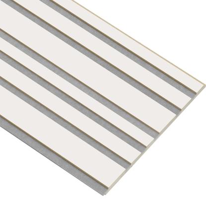 I-Wood Basic Mixed akustikpanel, hvidmalet, grå filt og lys kerne, folie, 16 x 300 mm 