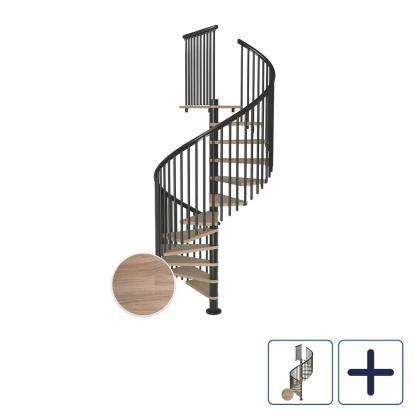 DOLLE Montreal CLASSIC 5 spindeltrappe, Ø160 cm, antracit/hvidolieret eg