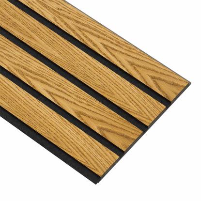 I-Wood Medio+ 4-lamel akustikpanel, brun olieret, sort filt og sort kerne, egefiner, 17 x 300 mm