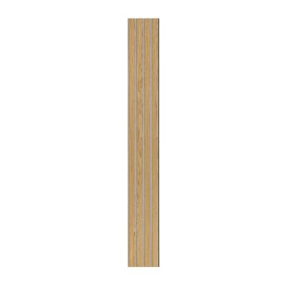 I-Wood Medio+ 4-lamel akustikpanel, klar olieret, grå filt og sort kerne, egefiner, 17 x 300 mm
