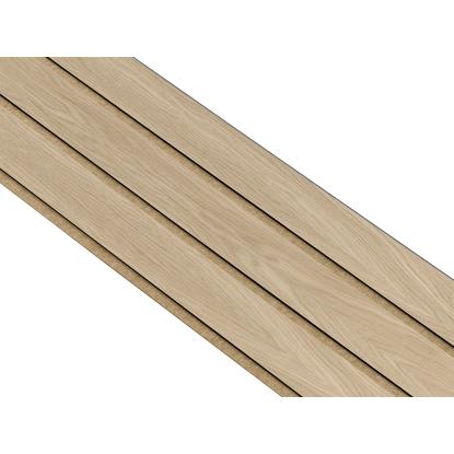 I-Wood Medio+ 3-lamel akustikpanel, hvid olieret, brun filt og sort kerne, egefiner, 17 x 300 mm