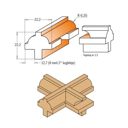 CMT sprossesæt, K8, 22,2 mm - 3 dele