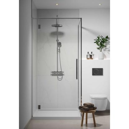 Fibo Stone vådrumspanel med 60 x 80 cm fliselook, 10 x 600 x 2400 mm, bianco marble silk