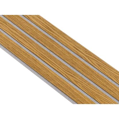 I-Wood Medio+ 4-lamel akustikpanel, brun olieret, grå filt og lys kerne, egefiner, 16 x 300 mm