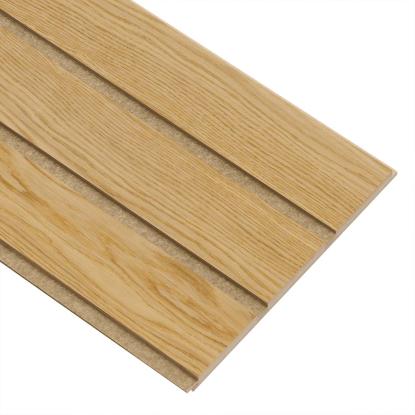 I-Wood Medio+ 3-lamel akustikpanel, klar olieret, brun filt og lys kerne, egefiner, 16 x 300 mm
