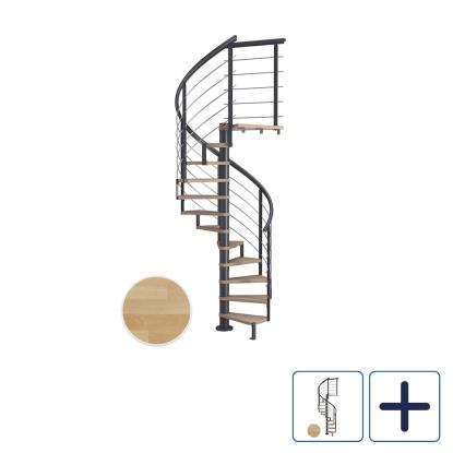 DOLLE Montreal DESIGN spindeltrappe, Ø120 cm, antracit/olieret bøg