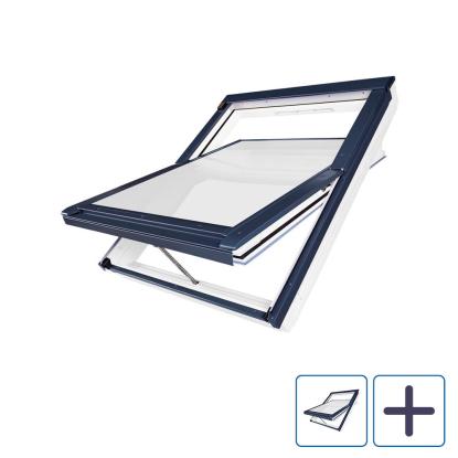 FAKRO GREENVIEW FTW-V P5E AWZX elektrisk ovenlysvindue med vippefunktion, hvidmalet træ, 3-lags glas