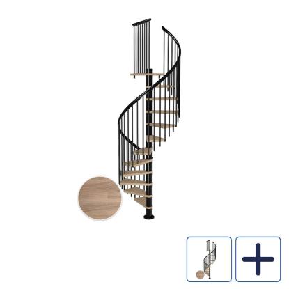 DOLLE Montreal CLASSIC 4 spindeltrappe, Ø120 cm, sort/hvidolieret eg