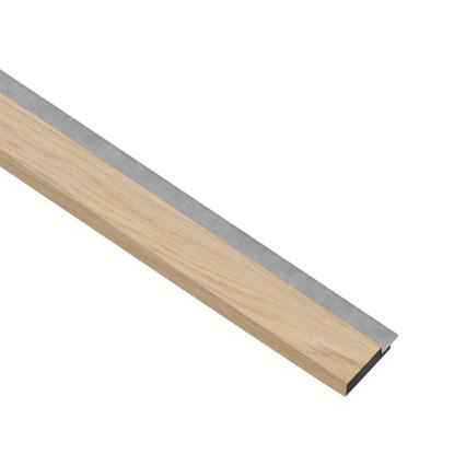 I-Wood afslutningsliste til akustikpanel, ubehandlet natur, grå filt og sort kerne, egefiner, 17 x 42 mm