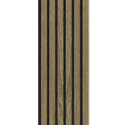I-Wood Basic Original akustikpanel, mørkebrun olieret, sort filt og lys kerne, egefiner, 16 x 300 mm 