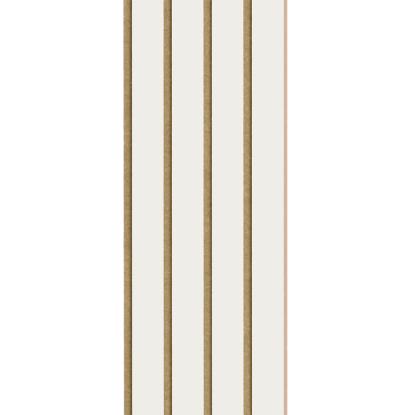 I-Wood Medio+ 4-lamel akustikpanel, hvidmalet, brun filt og lys kerne, folie, 16 x 300 mm