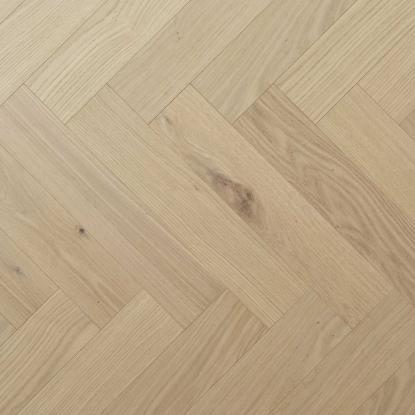 Moland Super Eg Herringbone Design Brisbane White Oak plankegulv, venstre stav, hvid matlak