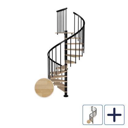 DOLLE Montreal CLASSIC 3 spindeltrappe, Ø160 cm, sort/olieret bøg