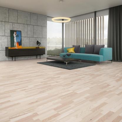 Moland Molaloc Classic Parket parketgulv, G5, ask, hvid matlak