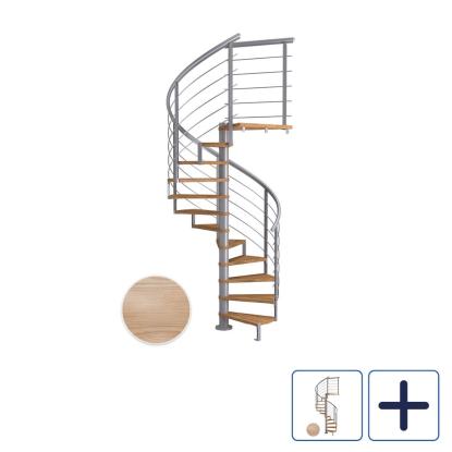 DOLLE Montreal DESIGN spindeltrappe, Ø140 cm, pearl grey/egetræsfiner