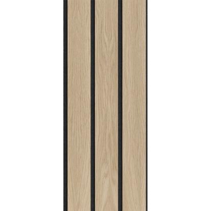 I-Wood Medio+ 3-lamel akustikpanel, hvid olieret, sort filt og sort kerne, egefiner, 17 x 300 mm