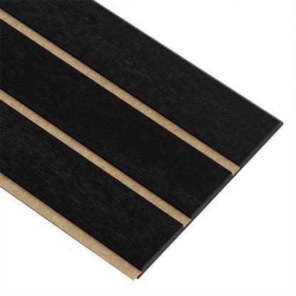 I-Wood Basic 3-lamel akustikpanel, sortmalet, brun filt og sort kerne, egefiner, 17 x 300 mm 