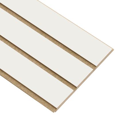 I-Wood Basic 3-lamel akustikpanel, hvidmalet, brun filt og lys kerne, folie, 16 x 300 mm 