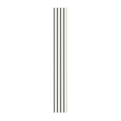 I-Wood Basic 4-lamel akustikpanel, hvidmalet, sort filt og lys kerne, folie, 16 x 300 mm 