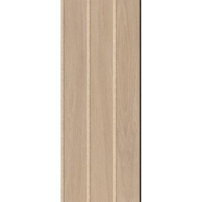 I-Wood Medio+ 3-lamel akustikpanel, ubehandlet natur, beige filt og sort kerne, egefiner, 17 x 300 mm
