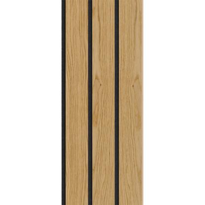 I-Wood Basic 3-lamel akustikpanel, klar olieret, sort filt og lys kerne, egefiner, 16 x 300 mm 
