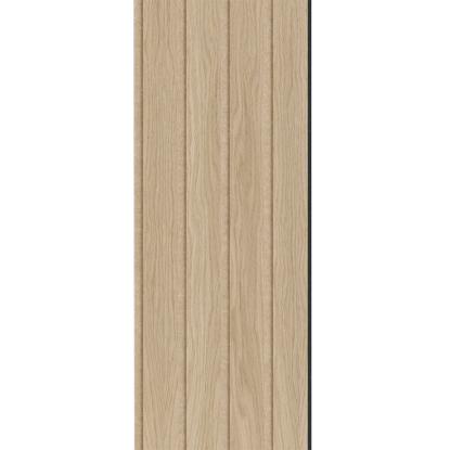 I-Wood Basic 4-lamel akustikpanel, hvid olieret, beige filt og sort kerne, egefiner, 17 x 300 mm 