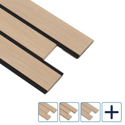I-Wood Pro+ I-Lock 3-lamel akustikpanel, ubehandlet natur, lys kerne, egefiner, 16 x 300 x 2400 mm