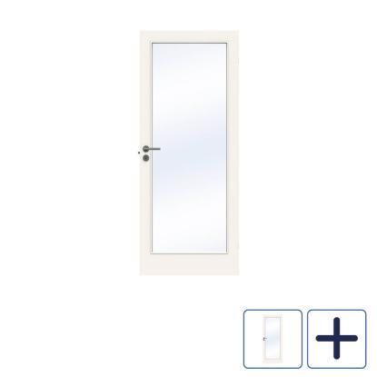 Swedoor Clever-line Easy GW1 dør med glas, glat, 40 mm, hvid - 204 cm høj