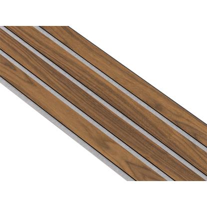 I-Wood Basic 4-lamel akustikpanel, klar olieret, grå filt og sort kerne, valnøddefiner, 17 x 300 mm 