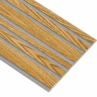 I-Wood Medio+ Mixed akustikpanel, brun olieret, grå filt og lys kerne, egefiner, 16 x 300 mm