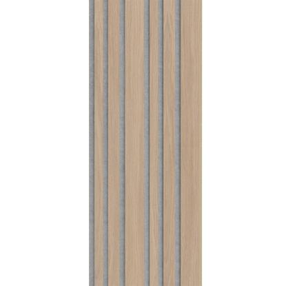 I-Wood Basic Mixed akustikpanel, ubehandlet natur, grå filt og lys kerne, egefiner, 16 x 300 mm 