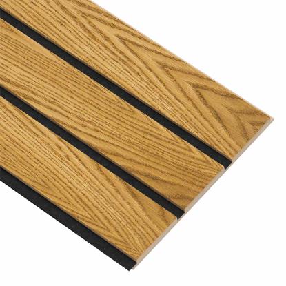 I-Wood Basic 3-lamel akustikpanel, brun olieret, sort filt og lys kerne, egefiner, 16 x 300 mm 