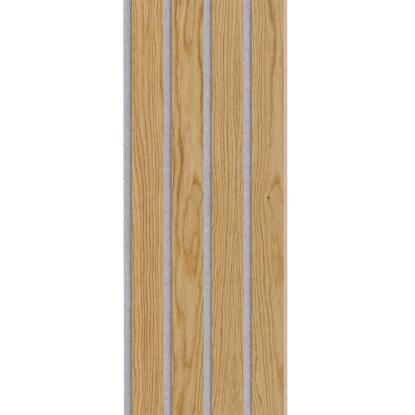 I-Wood Basic 4-lamel akustikpanel, klar olieret, grå filt og lys kerne, egefiner, 16 x 300 mm 