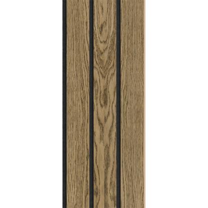 I-Wood Basic 3-lamel akustikpanel, mørkebrun olieret, sort filt og lys kerne, egefiner, 16 x 300 mm 