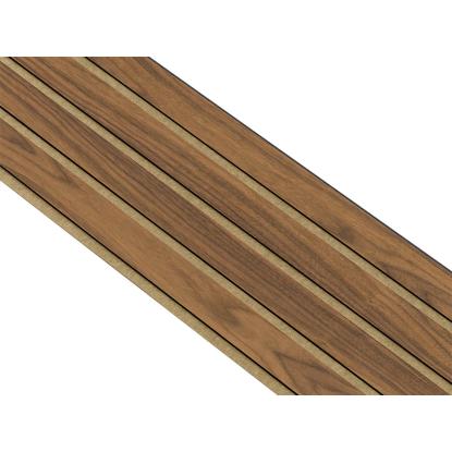 I-Wood Basic 4-lamel akustikpanel, klar olieret, brun filt og sort kerne, valnøddefiner, 17 x 300 mm 