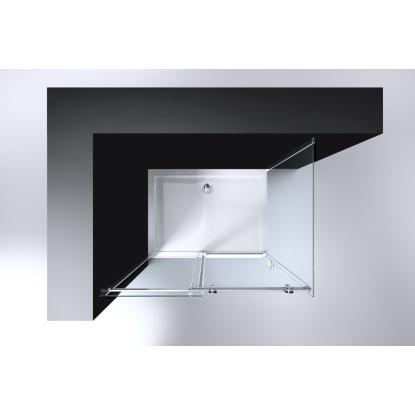 Best Design Erico brusehjørne, firkantet, 120 x 90 cm, krom/klart glas