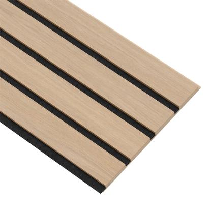 I-Wood Medio+ 4-lamel akustikpanel, ubehandlet natur, sort filt og lys kerne, egefiner, 16 x 300 mm