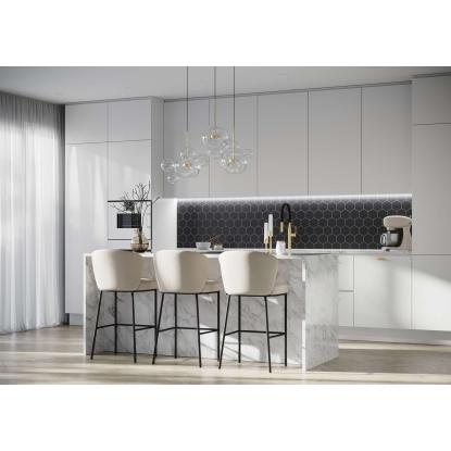 Fibo Kitchen Board vægplade med hexagon fliselook, 10 x 600 x 580 mm, black silk - 2 stk.
