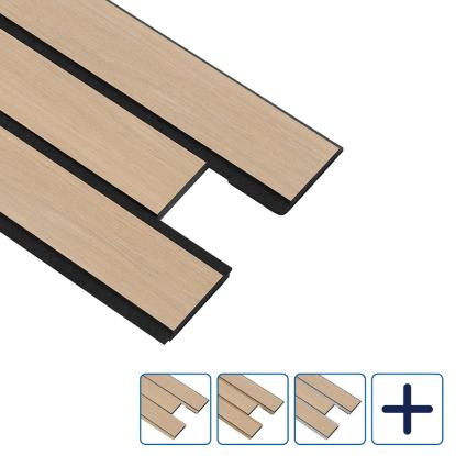 I-Wood Pro+ I-Lock 3-lamel akustikpanel, ubehandlet natur, sort kerne, egefiner, 16 x 300 x 2400 mm