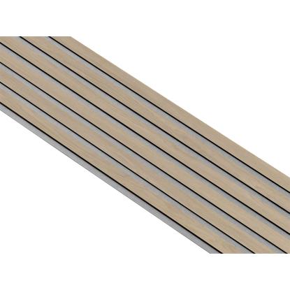 I-Wood Medio+ Original akustikpanel, hvid olieret, grå filt og sort kerne, egefiner, 17 x 300 mm